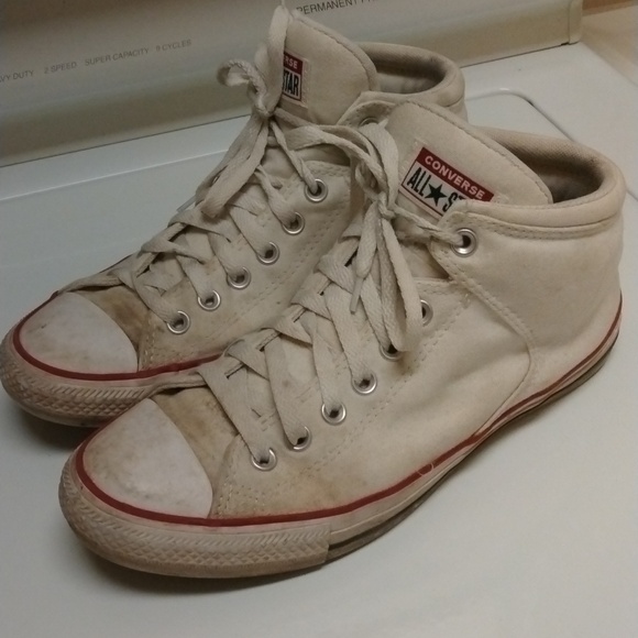 Converse White All Star Chuck Taylor High Top Converse Men’s Sneakers Size 9 - Picture 2 of 8